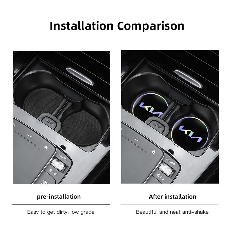 CLFW1 2Pcs Silicone Car Coaster Laser Vehicle Anti-slip Pad Water Cup Slot Mat For Kia KN GT-Line Sportage Ceed Rio Picanto Sorento