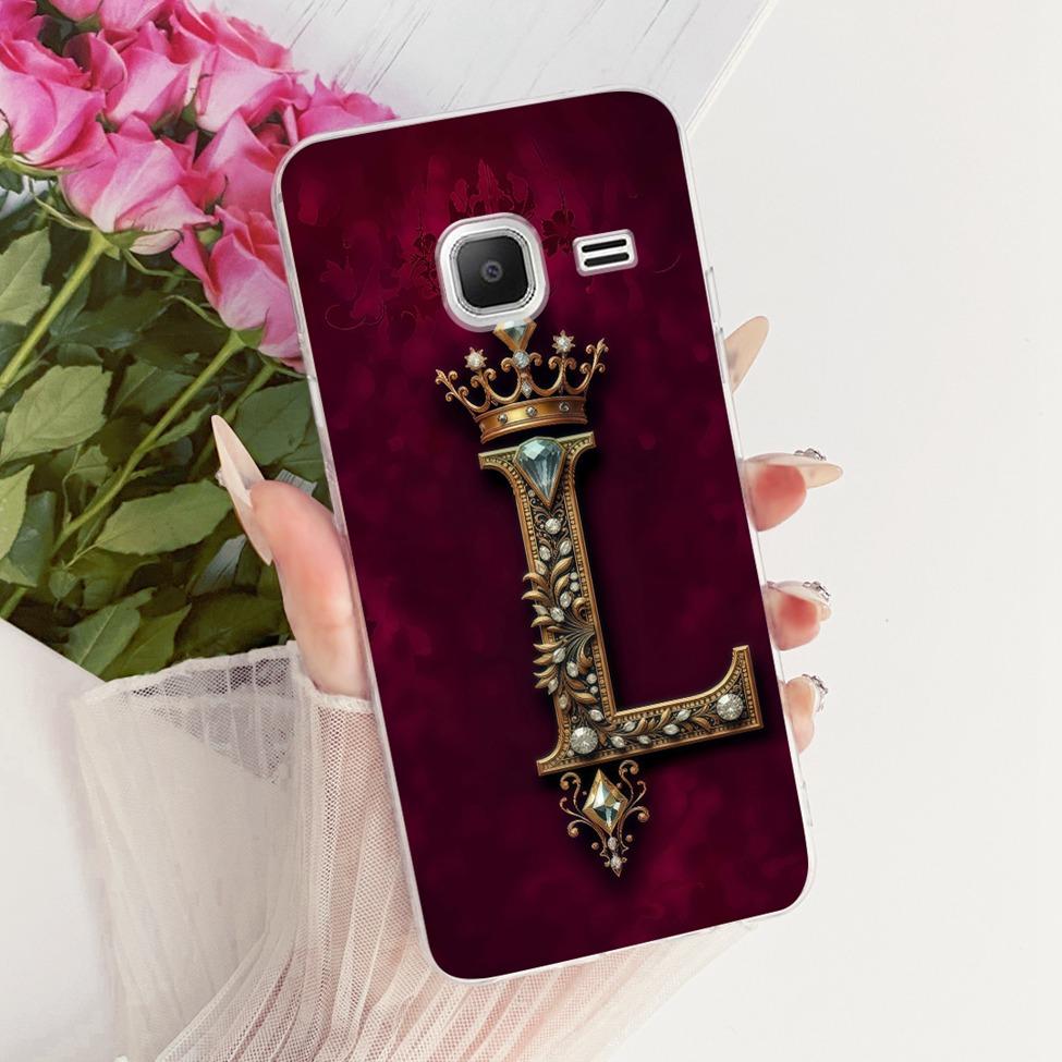 Прозрачный чехол-крышка для Samsung J1 mini, роскошная корона, буква от A до Z, 2D-рисунок, мягкий корпус для Samsung Galaxy J1 mini SM-J105B SM-J105H