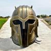 Handmade Brass Antique Medieval Mandalorian Helmet | 18ga Steel with Liner & Chin Strap | Cosplay, Role Play, Battle Warrior Costume Armor