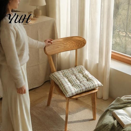 Warm Seat Cushion for Hard Chairs Plaid Chair with Ties, Soft Cozy Dining Pad, 16 High Elastic x Inch Non-slip Pad Home Office Chair, Dormitory