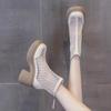 2025 New Women's Fashion Boots Mesh Hollow Breathable Zipper High-heeled Short Boots Summer Thin Section of The Short Cold Boots