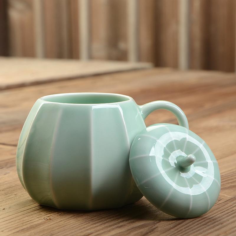 Керамическая чашка для воды с крышкой, подарок на Хэллоуин в виде тыквы, керамическая чашка