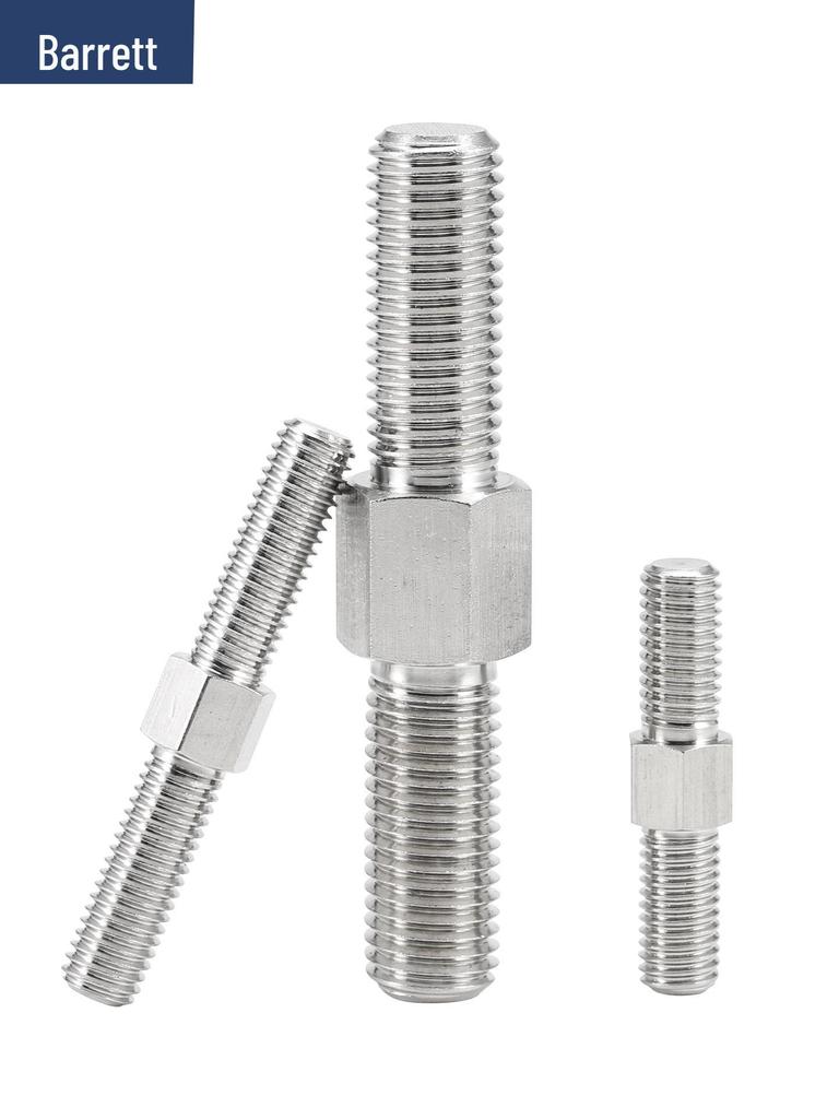 304 Stainless Steel Bi-Directional Hex Double-Ended Screw Bolt Rod, Left & Right-Hand Threaded, Sizes M3-M16