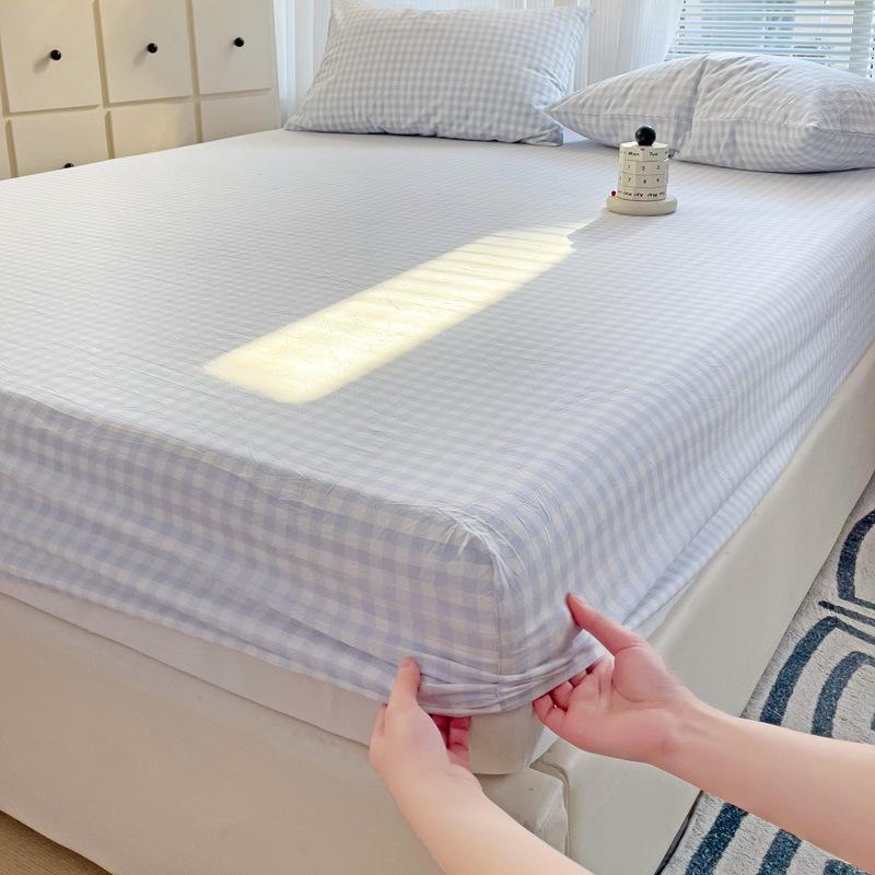 Постельное белье современного дизайна, из ткани с принтом в виде узора «линеллае» светло-зеленого цвета, хлопок, дышащее, наматрасник, красочная простыня на резинке с наволочкой