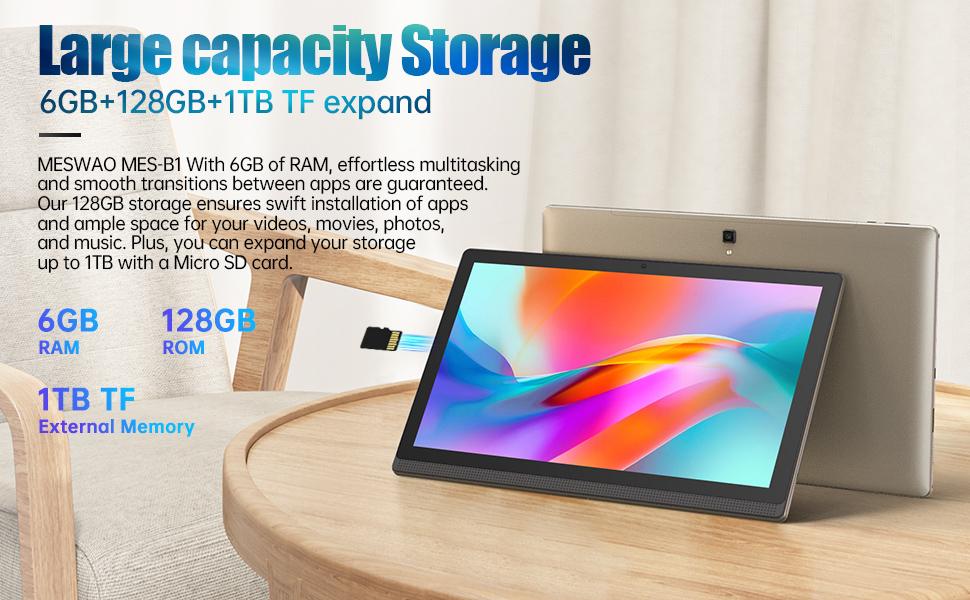 Планшет MESWAO B1 14.1", 14.1 дюймовый IPS-экран 1920*1080, MTK6769 8 ядер, 6 ГБ ОЗУ 128 ГБ ПЗУ, Android 13, камера 13 МП+5 МП, аккумулятор 10000 мАч
