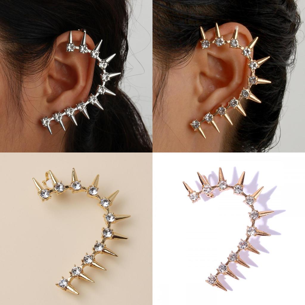 Alloy Ear Fashion Climber With Geometric And Rivet Design For Women Stylish
