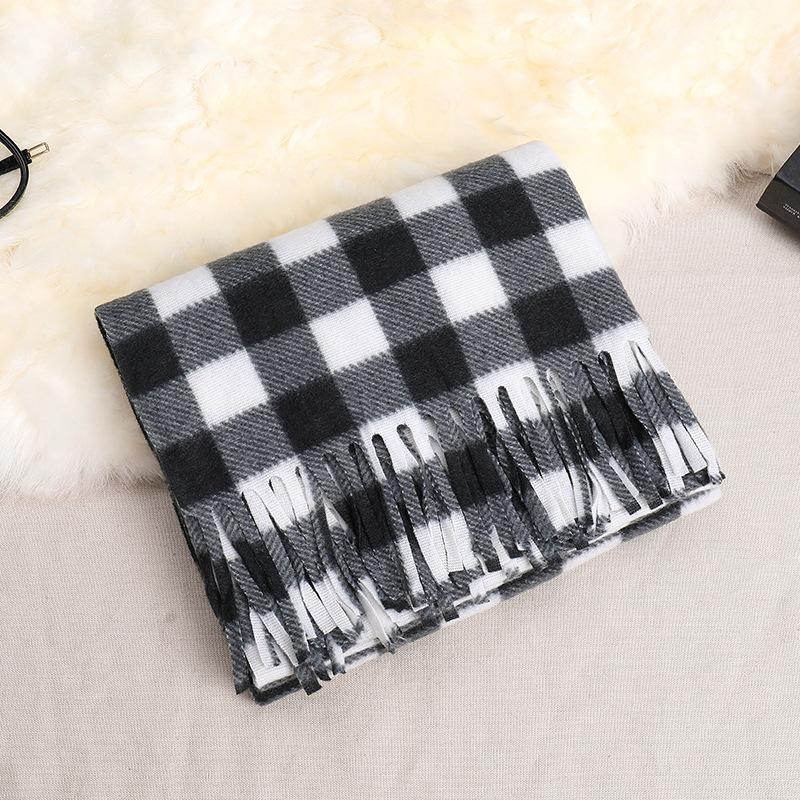 Autumn And Winter Classic Plaid Double-Sided Velvet Gift Scarf Exhibition Night Market Men'S Stall Warm Scarf Women'S Shawl