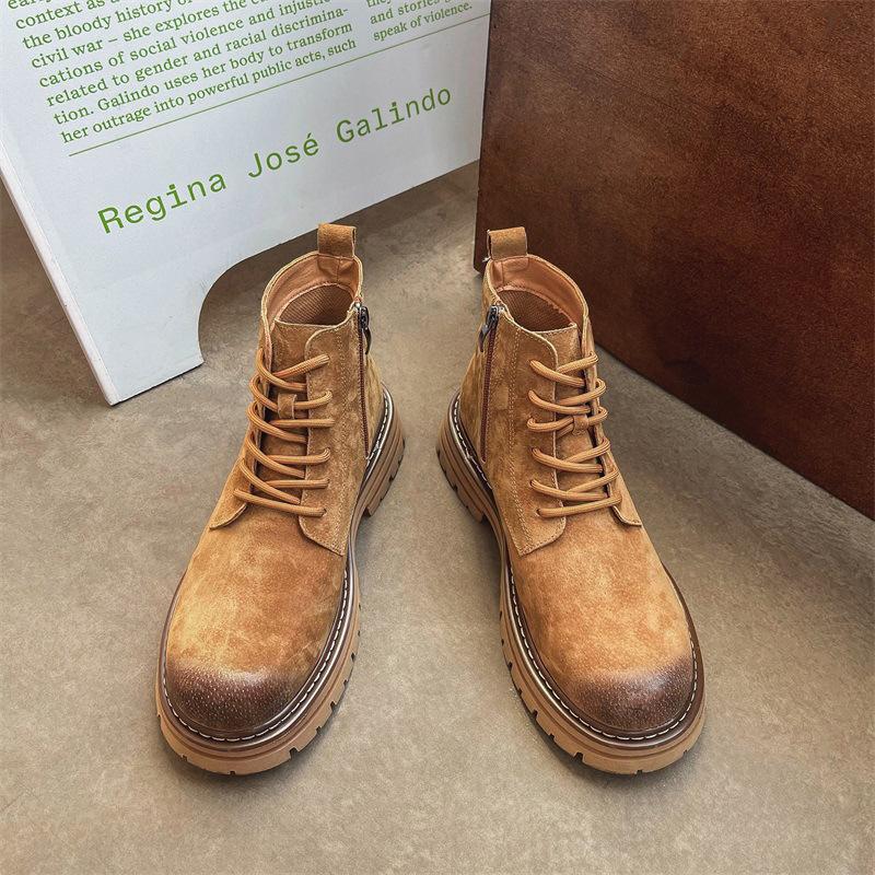 Ботинки Martin мужские короткие ботинки осенние мужские ботинки с боковой молнией кожаные ботинки из ревеня ботинки инструментальные ботинки на толстой подошве повседневные ботинки для пустыни