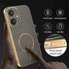Phone Case For Xiaomi Redmi 13C 5G/13R 5G/Poco M6 5G Carbon Fiber Textured Electroplated TPU Back Cover
