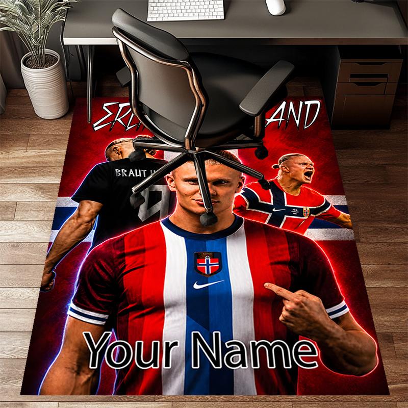Haaland Design Area Rug Personalized Name- Non-Slip, Soft & Cozy Floor Mat for Living Room, Office - Indoor/Outdoor Carpet