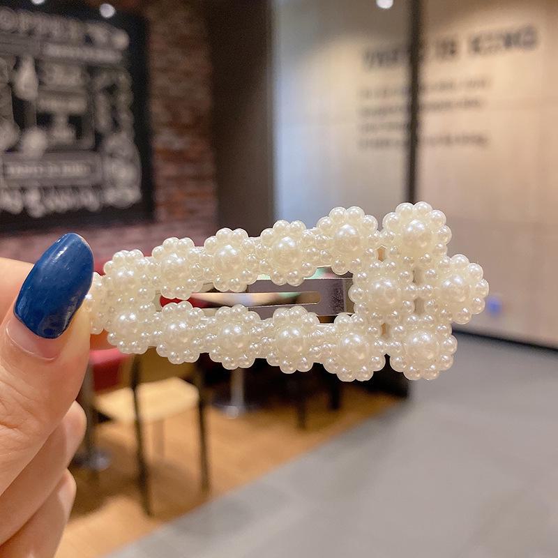 Корейская шпилька для волос со стразами и жемчугом для женщин: Элегантная боковая заколка для челки