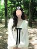 Французское Элегантное Высококачественное Белое Платье с Бантом и V-образным Вырезом, Плиссированное, Облегающее, для Женщин - Осенний Стиль