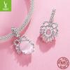 Pink Romantic Bow Diy Pendant Accessories French Sweet And Elegant S925 Sterling Silver Beaded