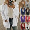 New Winter Fashion Women Long Sleeve Solid Color Plush Cardigan Sweater Coat Tops Loose Button Casual Outwear