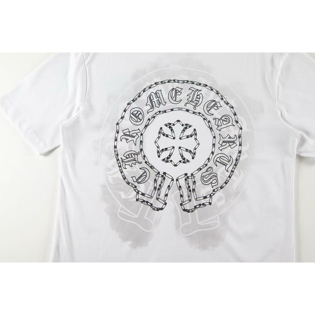 W386 CHROME HEARTS Лето 2026 Новая Высококачественная Хлопковая Круглый Вырез Свободная Большого Размера Футболка Футболка для Пары