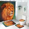 Lion King Simba Shower Bath Set Cute Cartoon Curtain Luxury Accessories Sets Full Mats, Gifts for Boys 4 Pcs