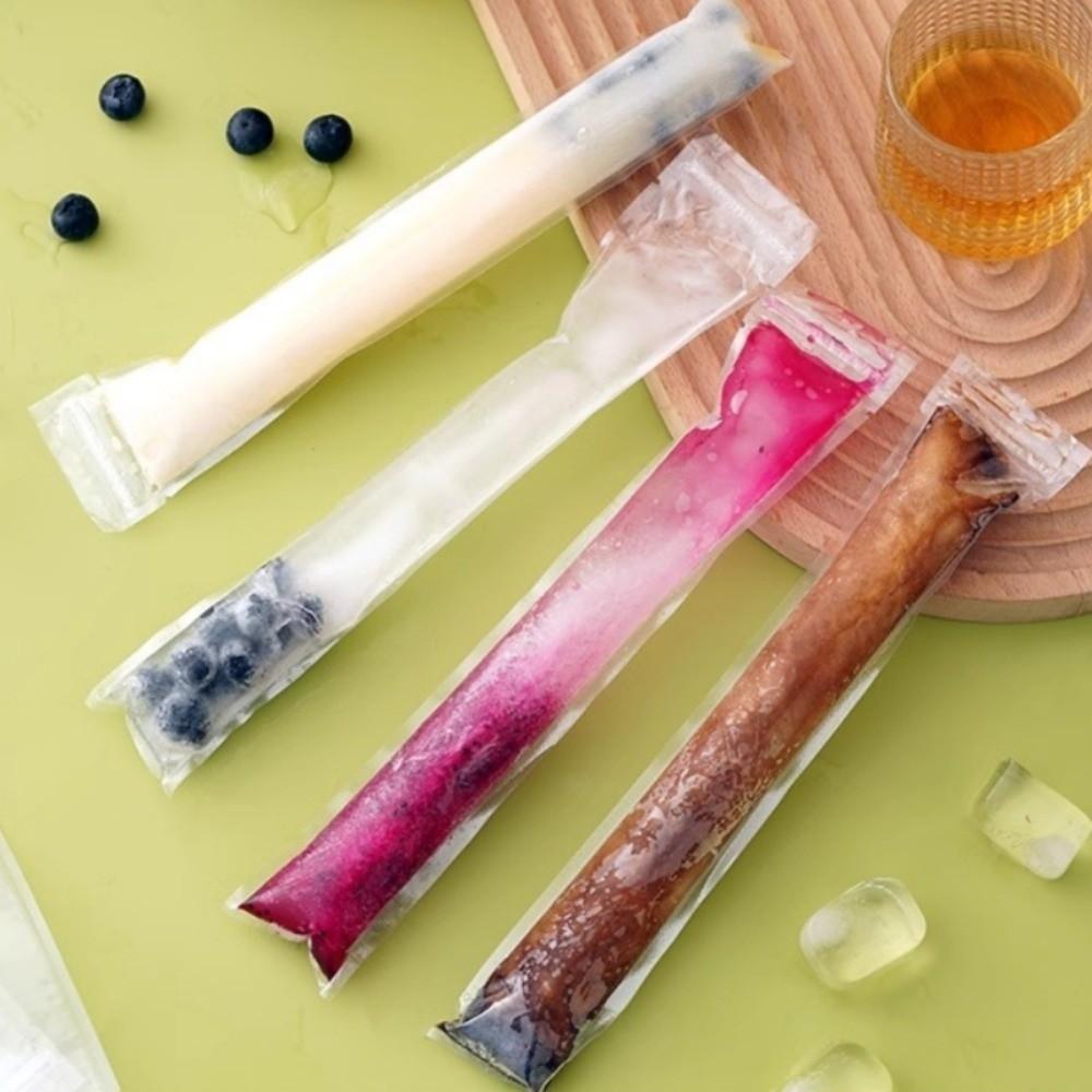 100pcs Leak-Proof Disposable Transparent Ice Lolly Bag Self Seal Ice Cube Mold Ice Bags  Cool Summer