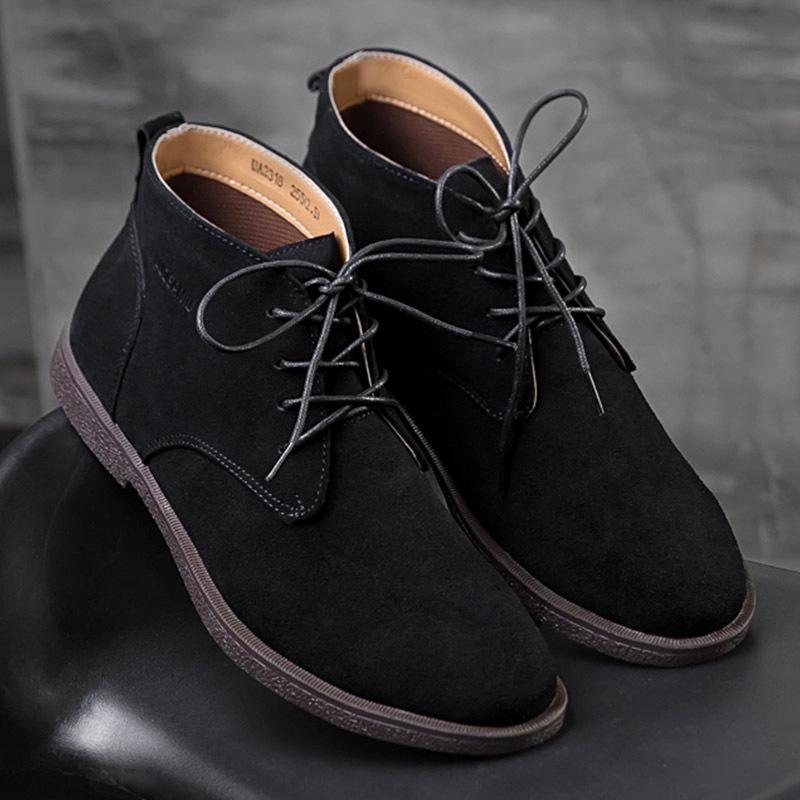 Мужские зимние ботинки-пустынники из матовой кожи средней высоты в британском стиле