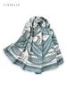 Grey Blue Paisley 100% Silk Scarf Twill Shawl Luxury Gift Women Wrap Bandana Hijab Lady Headband Scarves Neckerchief 90CM