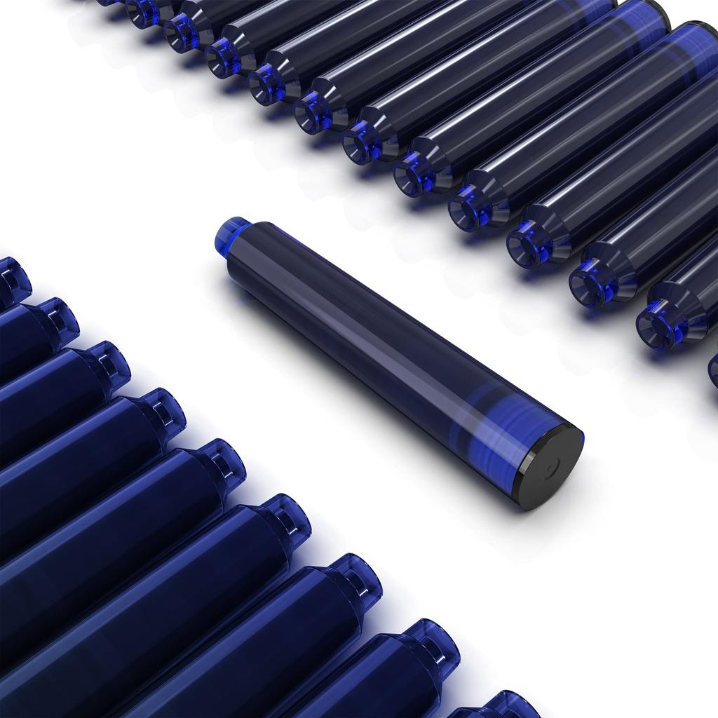 Набор из 24 стержней для перьевых ручек Wordsworth Black, набор из 24 синих чернильных картриджей, международный стандартный размер, длина, прибл. - - - 1,5