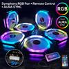 120mm LED CPU Cooler Fan Symphony Aura SYNC RGB PC Fan Cooling Fan For Computer Silent Case Music Remote Control 6pcs