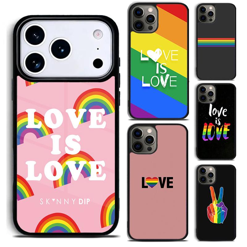 LOVE IS LOVE LGBT GAY PRIDE soft Phone Case for iPhone 17 16 15 Pro Max Air 14 13 12 11 Plus Shockproof Capa Cover