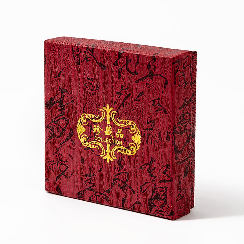 Calligraphy Cover Jewelry Gift Box for Rings, Pendants & Earrings with Gold Stamped Logo.