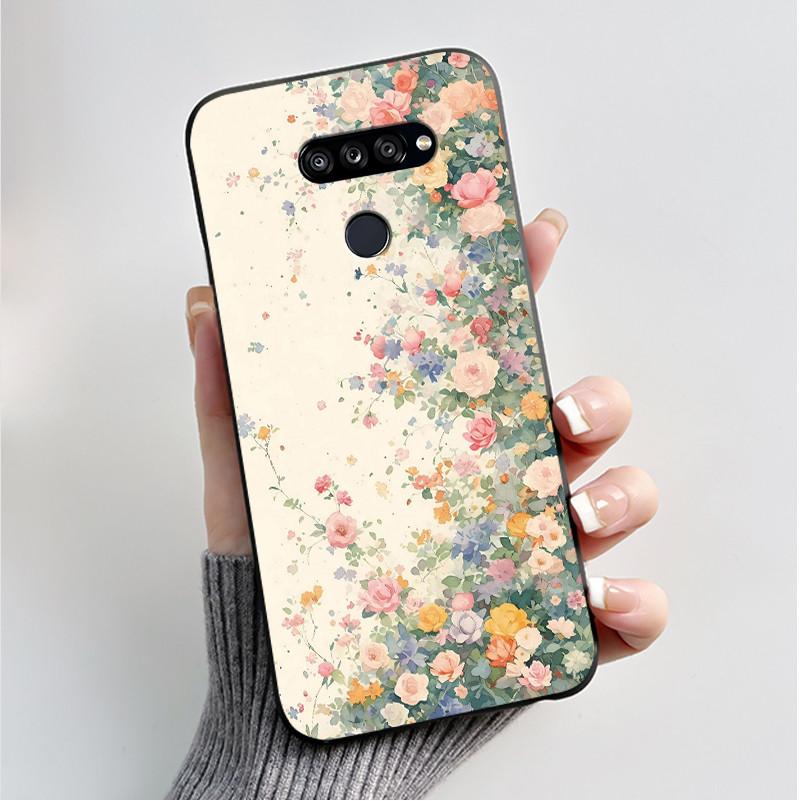 Soft Case For LG K50S K40S Phone Case LMX540HM LM-X540 LMX430HM LM-X430 Fashion Butterfly Flower Black Silicone Bumper Cover