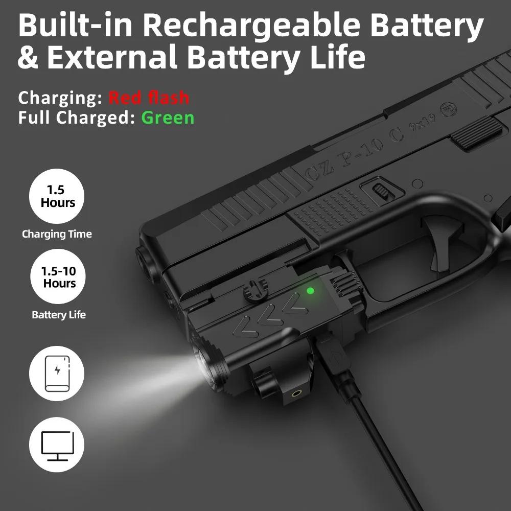 Тактический светодиодный фонарик 800 люмен в комплекте с красным лазером, перезаряжаемый оружейный фонарь для охоты и стрельбы на открытом воздухе