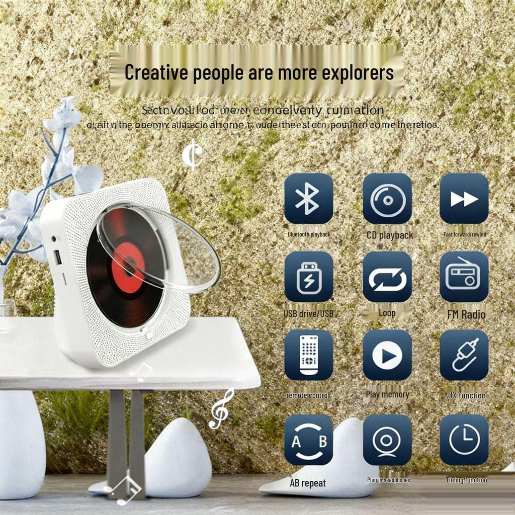 Portable Vertical Bluetooth CD Player with Speaker