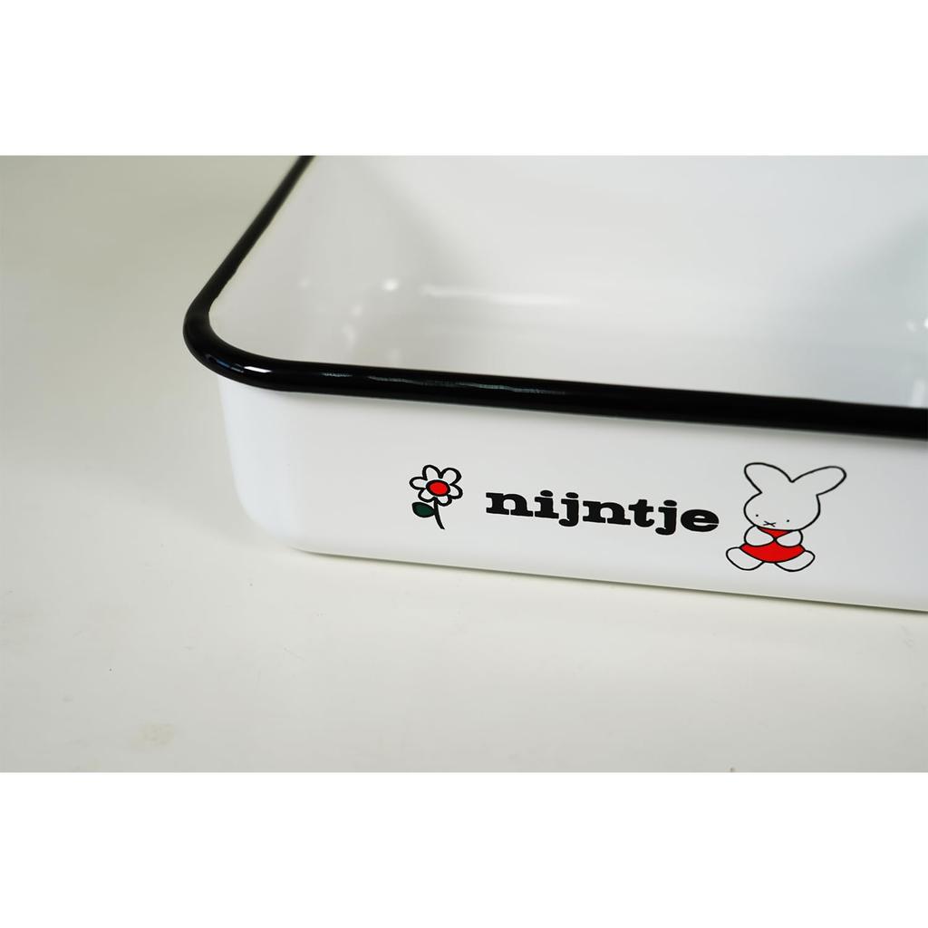 Fuji Enamel Limited Edition Miffy Nine Chest Shallow Container L, White, Enamel Storage Container with Lid