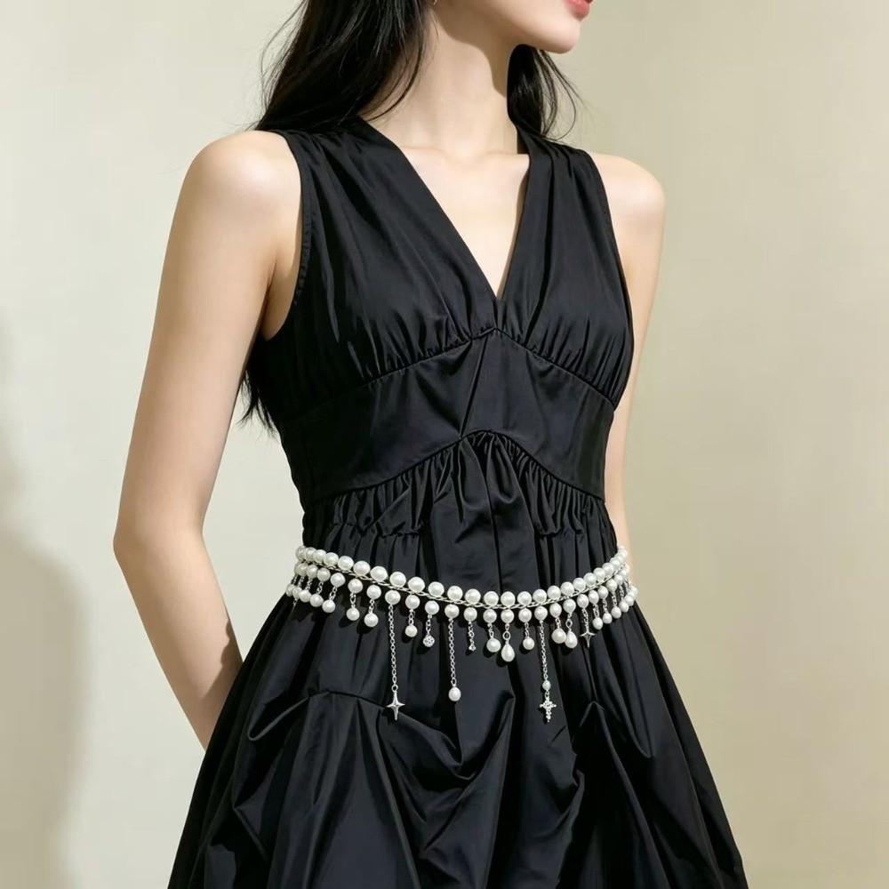 Adjustable Metal Belly Chain Elegant Body Chain Decor Fashion Pearl Waist Chains Birthday Gift