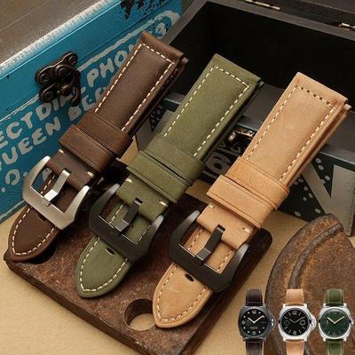 Для часов Panerai Ремешок из натуральной кожи Мужской Женский Оригинальный PAM111/441/312 Ремень Crazy Horse 18мм 20мм 22мм 24мм 26мм Часы Samsung HUAWEI
