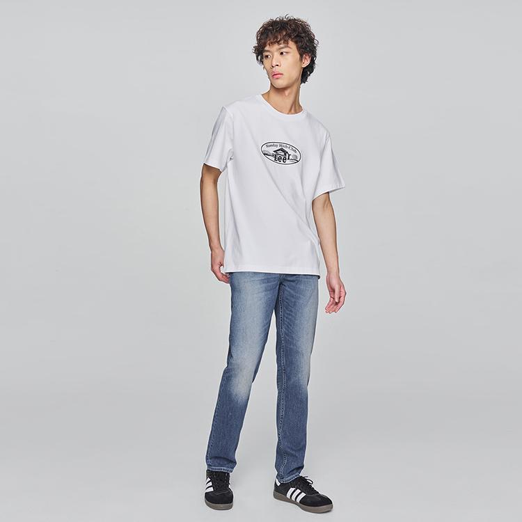 Lee T-Shirts Men's White Crew Neck Moderate LMT0100403RX00FK14000