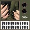 24 Pieces Solid Color Simple Nail Art, Advanced Sense Unloading White 24 Pieces Nude Black White Red Wearing Nail