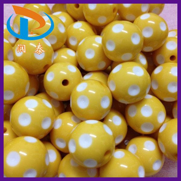 Factory Direct Loose Bulk Green 20MM Fashion Polka Dot Gumball Bubblegum Acrylic Beads for Necklace Jewelry Making