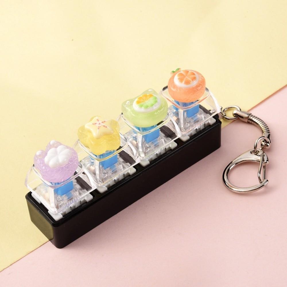 4-Key Reduce Pressure Toy Fruit Mini Keychain Pendant Push Button Keychain Reduce Anxiety