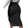 Женская однотонная узкая кожаная юбка-карандаш с высокой талией и пуговицами с разрезом