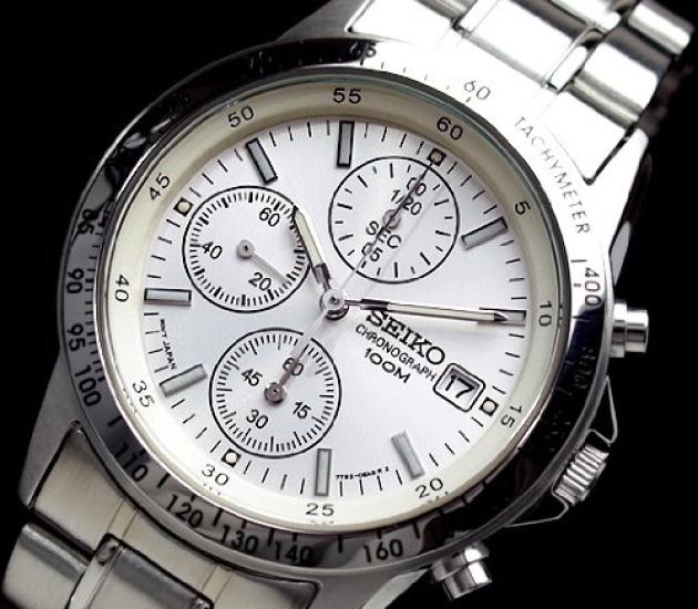 Seiko Мужские часы-хронограф SND363PC Серебристый браслет из нержавеющей стали Субциферблат 1/20 секунды Тахиметр Отображение даты Оригинальный японский кварц Новые