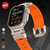 Резиновый ремешок для Apple Watch Ultra 3 2 49 мм Серии 11 10 9 8 7 se 6 Титановый Оранжевый Силиконовый Ремешок для iWatch 49 мм 45 мм 46 мм 44 мм