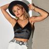 Sexy V-neck Strapless Crop Tops Women Sleeveless Cross Bandage Backless Camisole Shirt