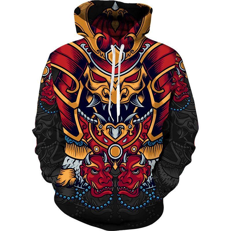 Trend Japanese Samurai Pattern Hoodies For Men Spring Autumn Long Sleeve Kids 3D Printed Pullover Loose Streetwear Harajuku Tops