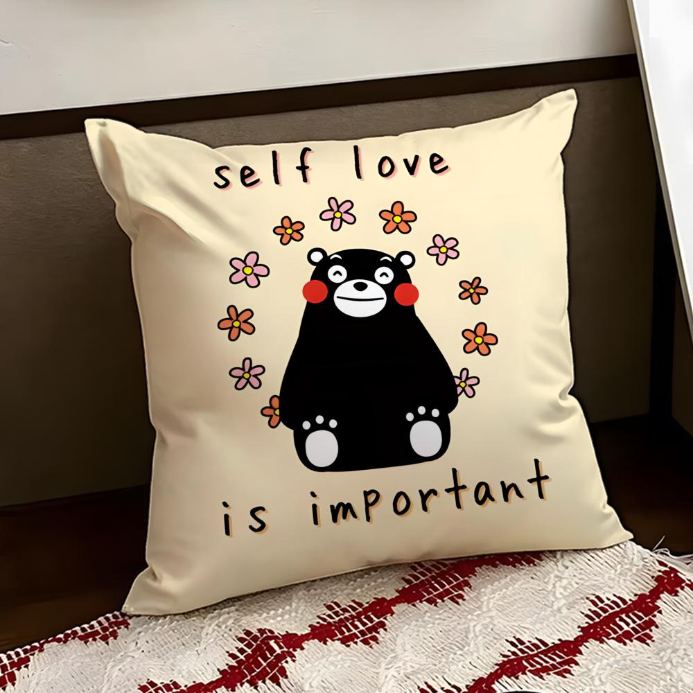 Cute KkumamonS Cushion Cover Reversible Soft Durable Pillow Cover Home Car MultiScene Use for Daily Comfort