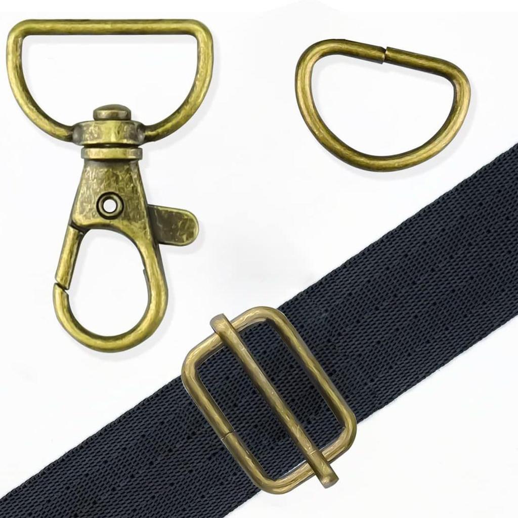 50Pieces Swivel Snap Hooks, Metal D Rings, Triglide Slide Buckles for DIY Handicrafts Backpack Handbag Tote Purse