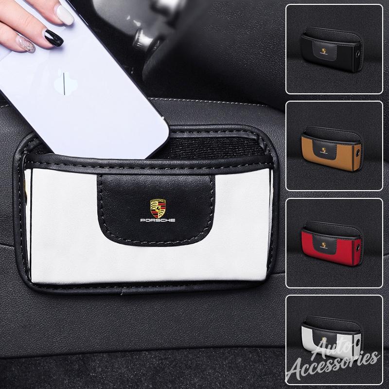 hbcr1 Car Interior Leather Storage Pocket Organizer Bag Seat Tidying Box For Porsche Cayenne Panamera Macan 911 Taycan Boxster sticker