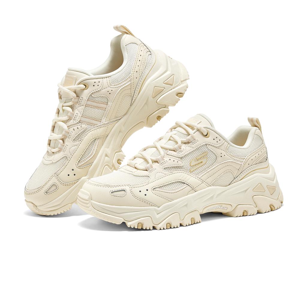 Skechers DLites Hiker Удобные Универсальные Амортизирующие Прочные Низкие Кроссовки в Стиле "Папа" Женская Кроссовка Off-White 180134-OFWT