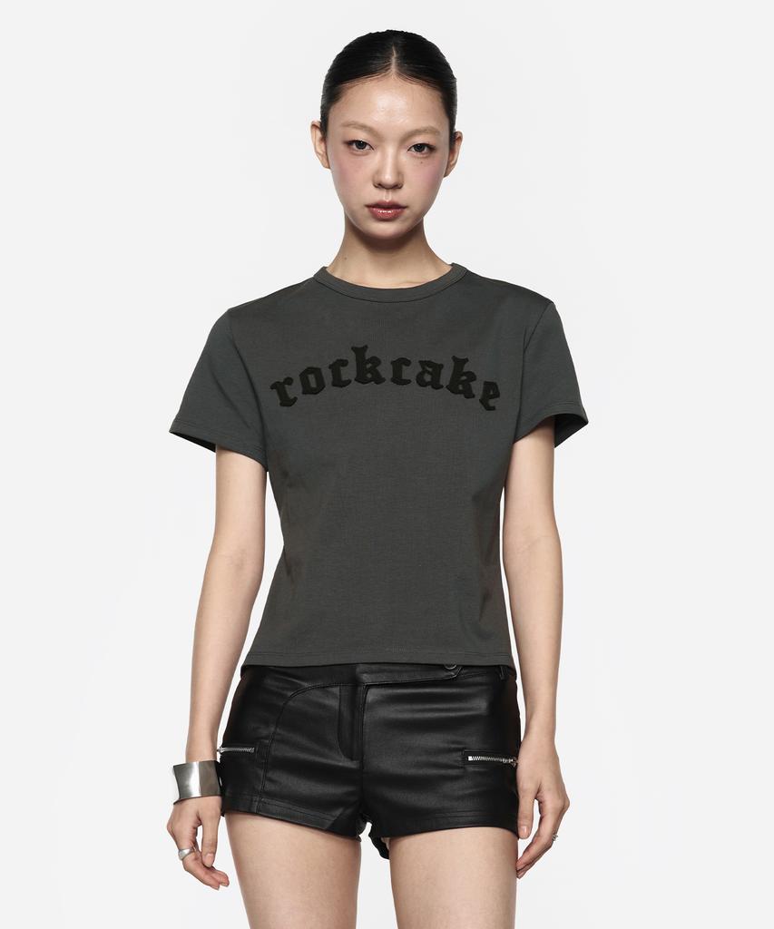 ROCKCAKE Small Logo Crop Top - Charcoal