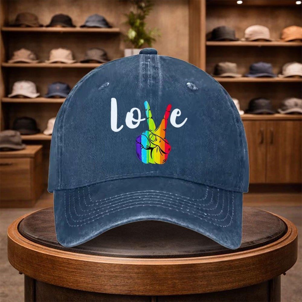 Mens Rainbow Peace Sign Baseball Cap Outdoor Fashion Adjustable Casual Hat Urban Style Lightweight Fashion Duckbill Cap Fo