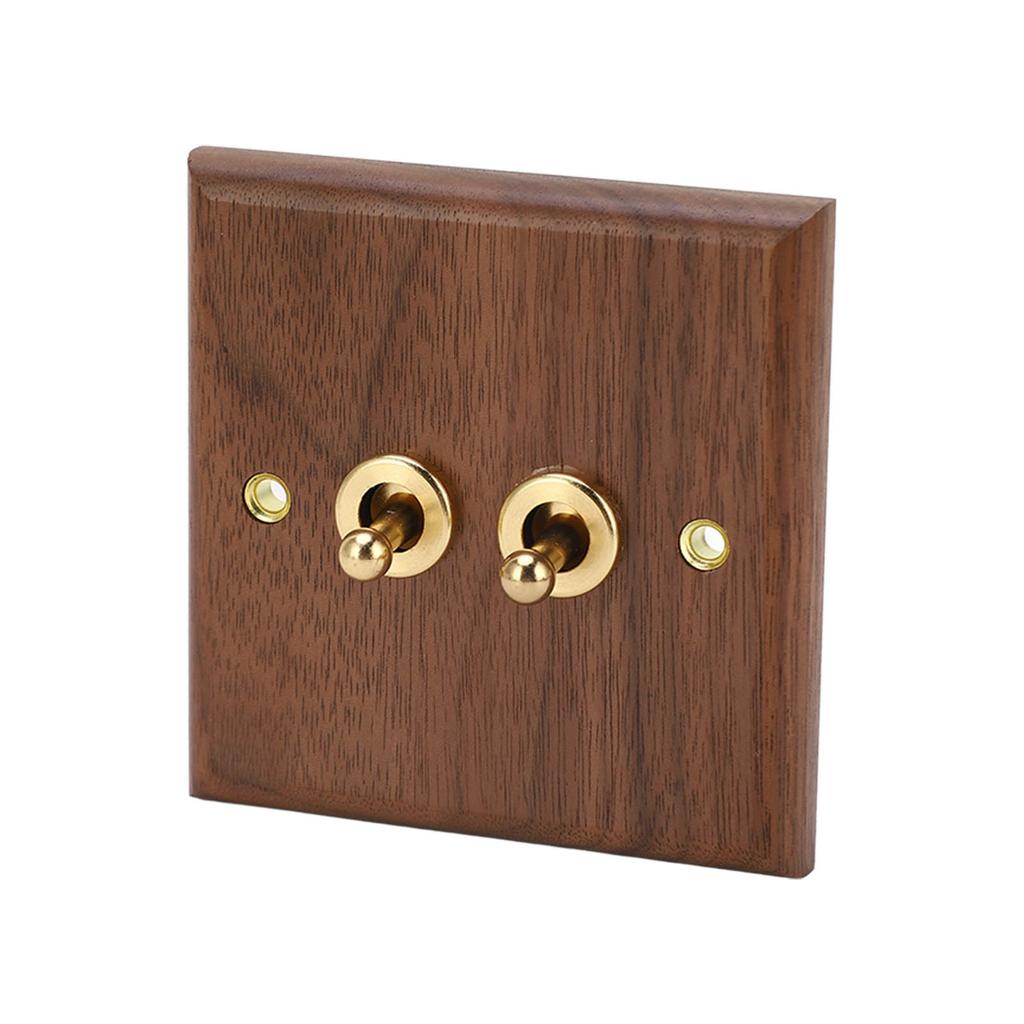Двойной тумблерный переключатель ретро настенная панель из орехового дерева с латунным винтом 50 Гц 250 В