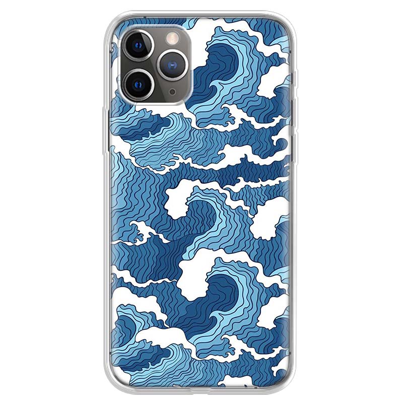 Japanese wave art Phone Case For iPhone 17 Air 11 13 Mini 14 15 Plus 16 12 Pro Max 16E SE 7 8 Pattern Soft TPU Back Cover 17 Ai